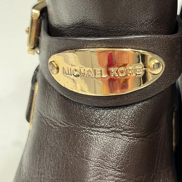 Michael Kors Arley Moto Brown Leather Ankle Boots 7 - Picture 6 of 15